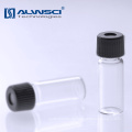 hplc lab clear röhrenförmige Glasfläschchen 1.8ml mit schwarzem PP Schraubverschluss